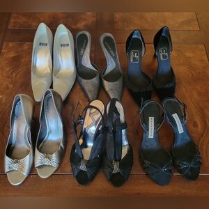 Elegant Black and Silver Women's Heels In 7.5